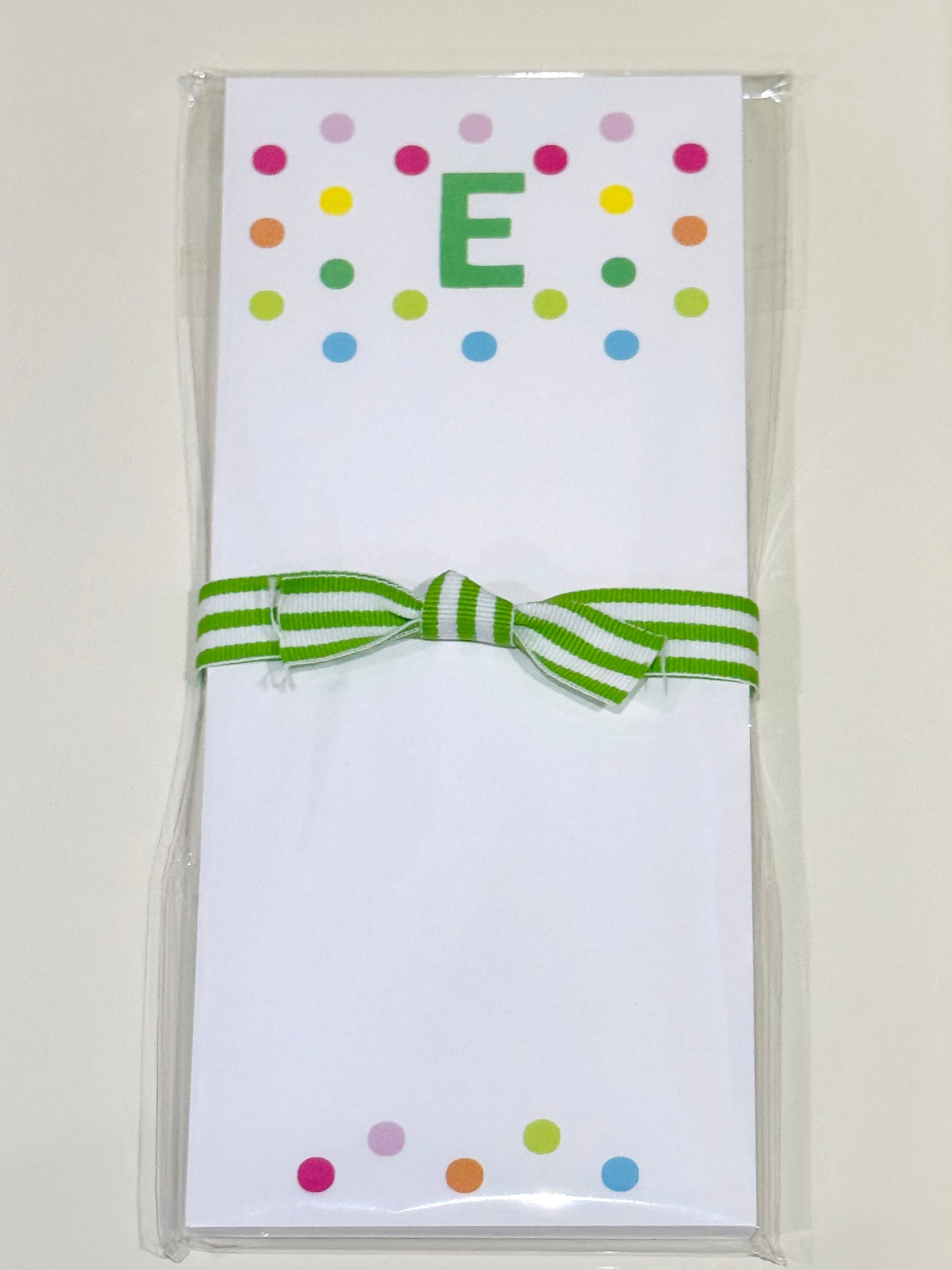 Confetti Initial Skinnie Notepad: GREEN / E