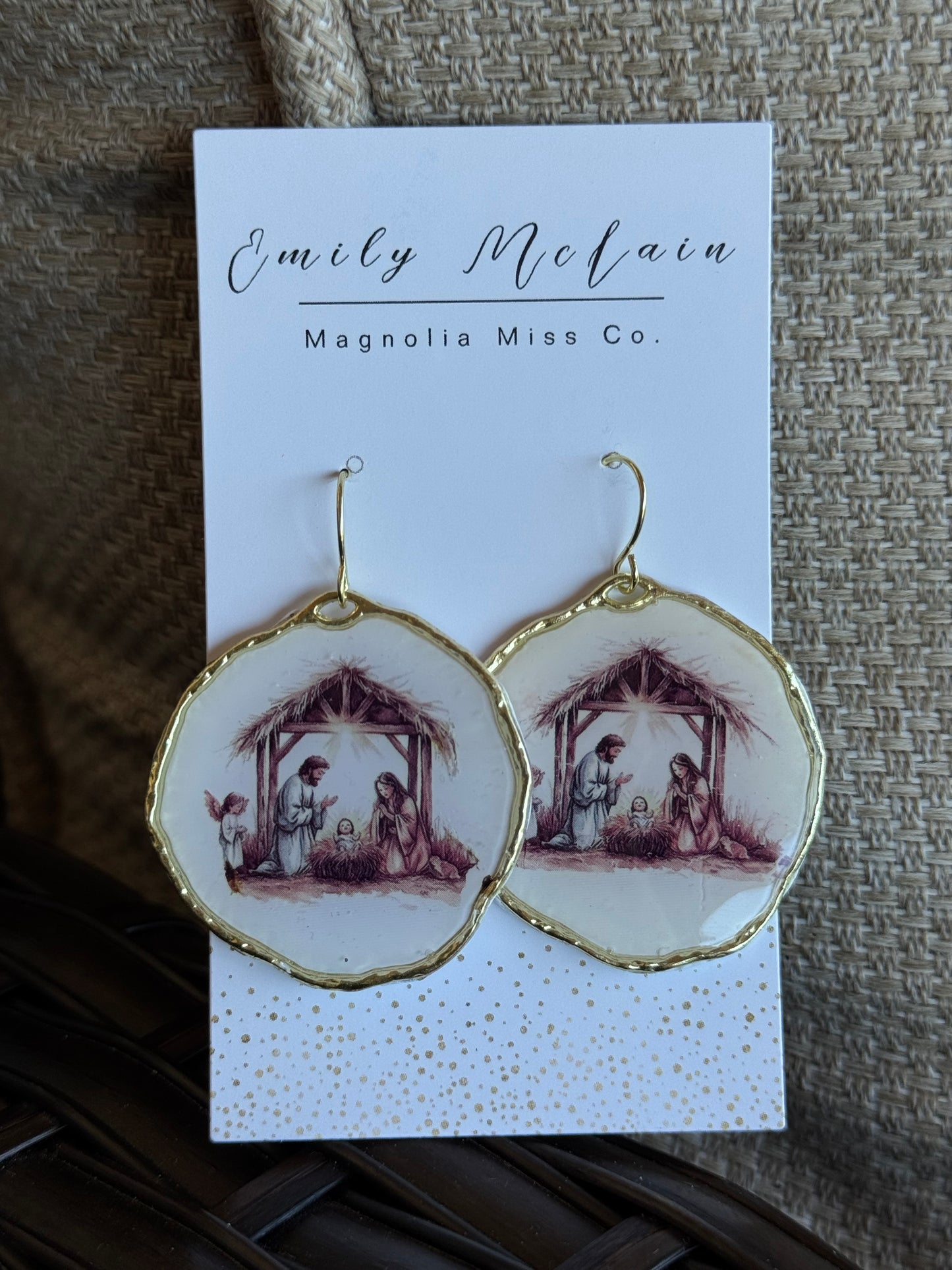 Nativity set #1 on gold hoops
