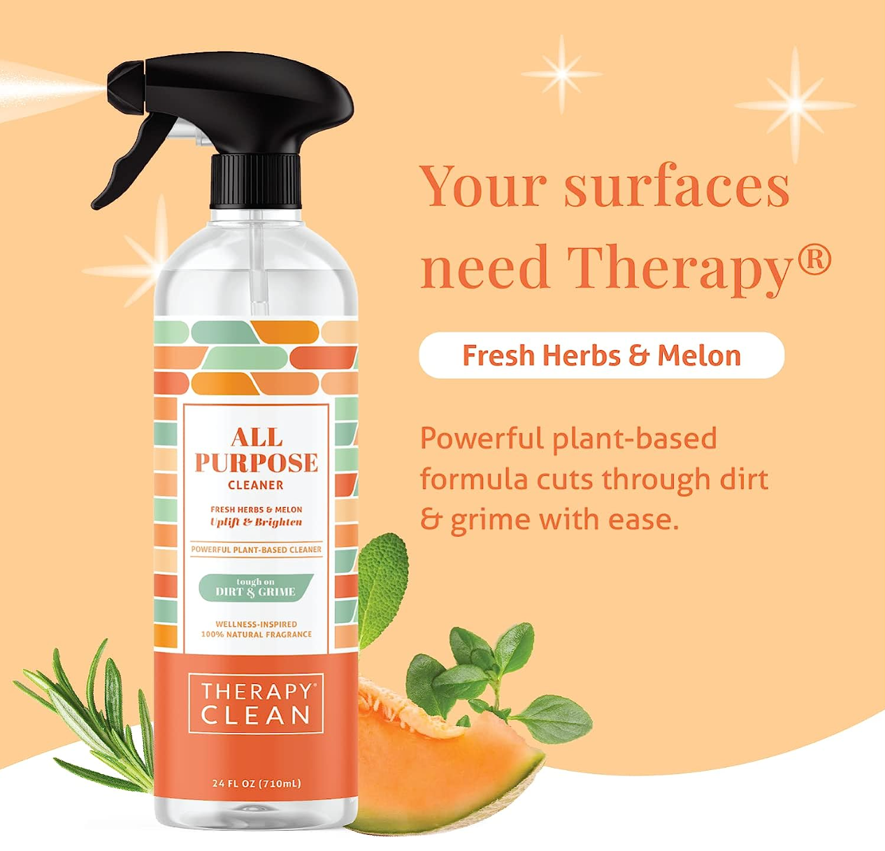 Therapy Clean - All Purpose Cleaner 24 oz.: Fresh Herbs & Melon